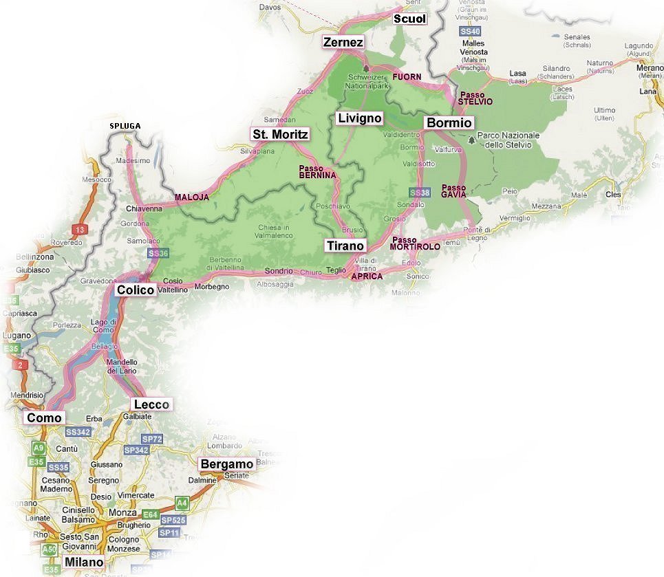 Mappa Alta Rezia Grand Tour